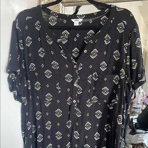 SONOMA Black and White Patterned Women's Top XL
